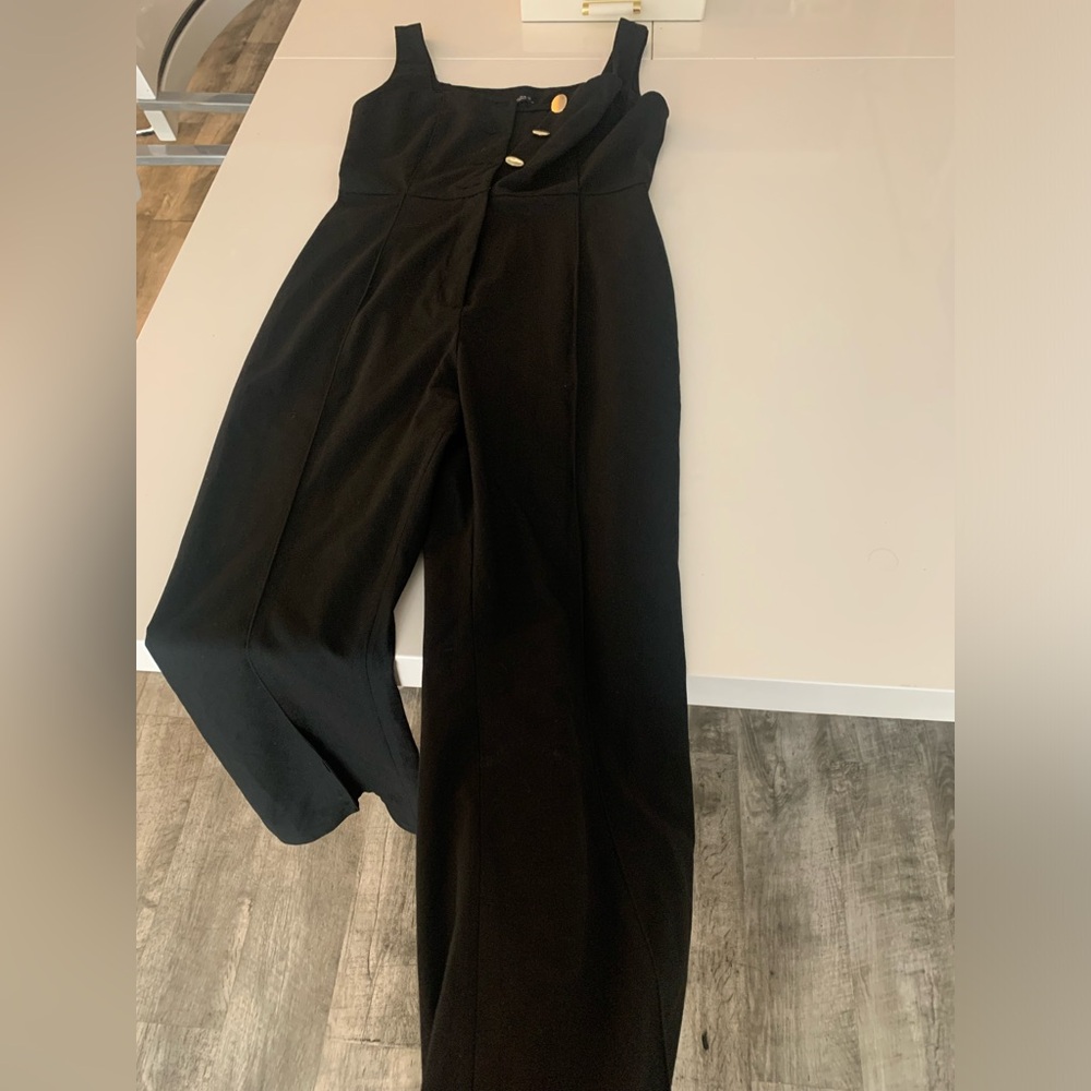 Black Sleeveless Zara Romper/Jumper Gold Buttons Size Large